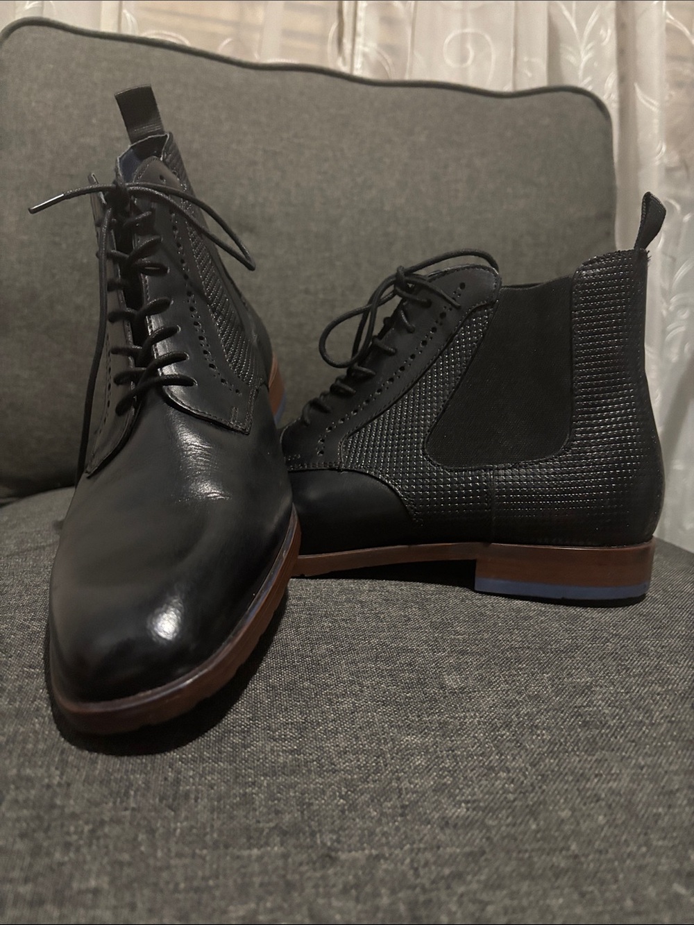 Men's Black Lace-Up Boots - Classic Dress Casual Stacy Adams Gently Used
